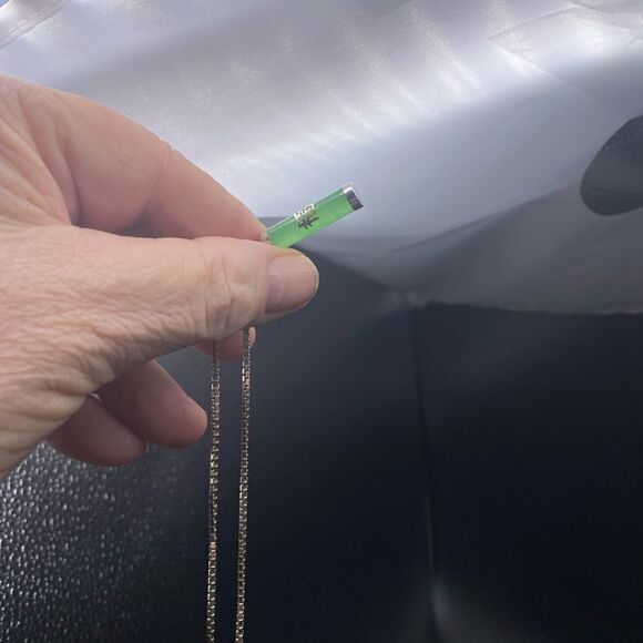 Icy Mint Green Jade drop pendant with Chinese character on 925 22” box chain - Picture 8 of 12